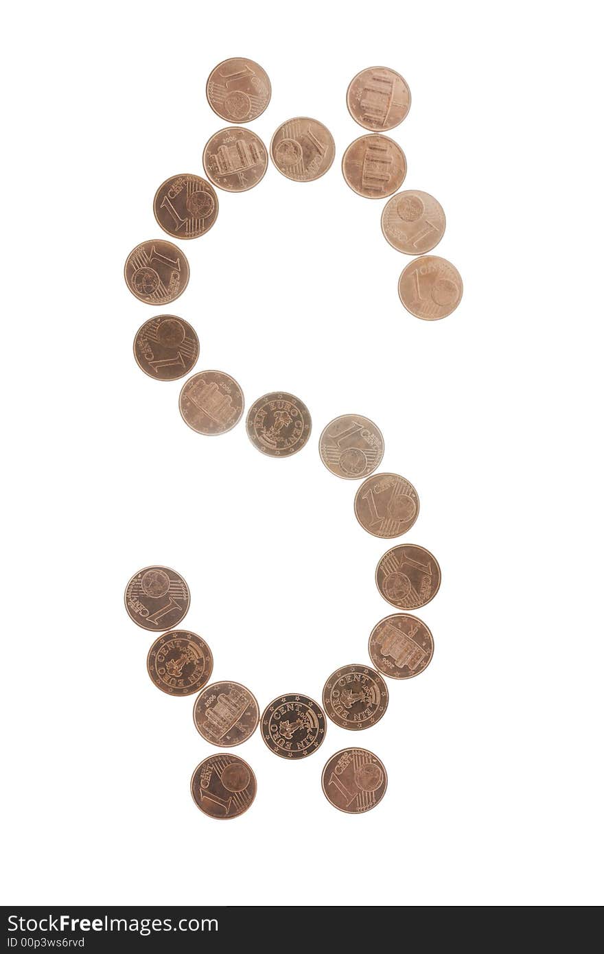 US dollar sign made of European coins cents. US dollar sign made of European coins cents