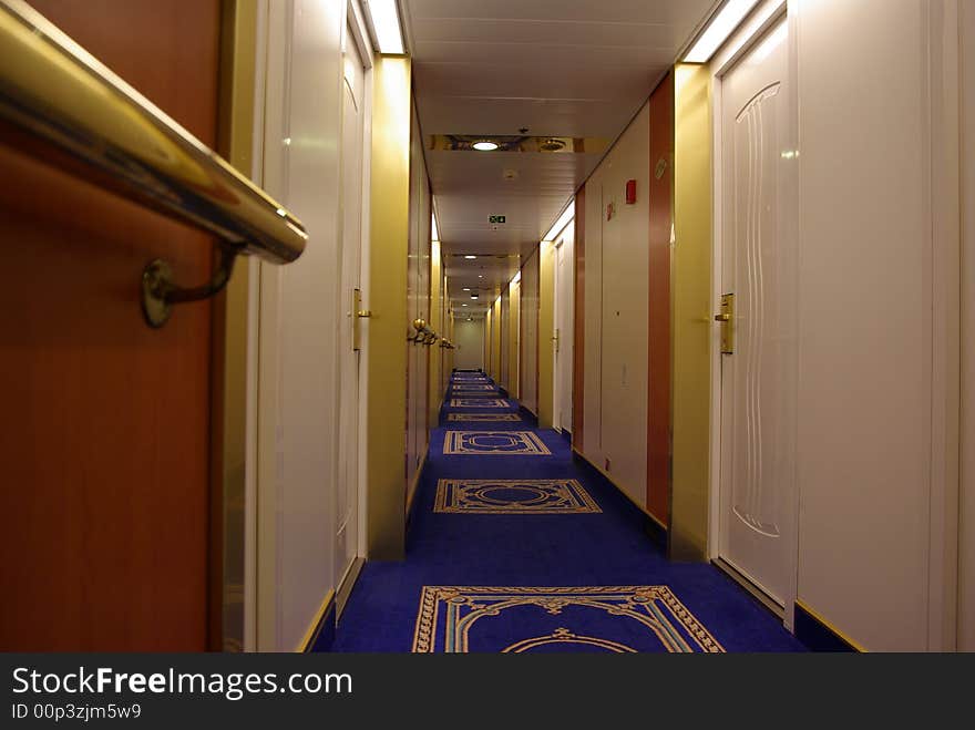 Onboard the cruise ship hallway