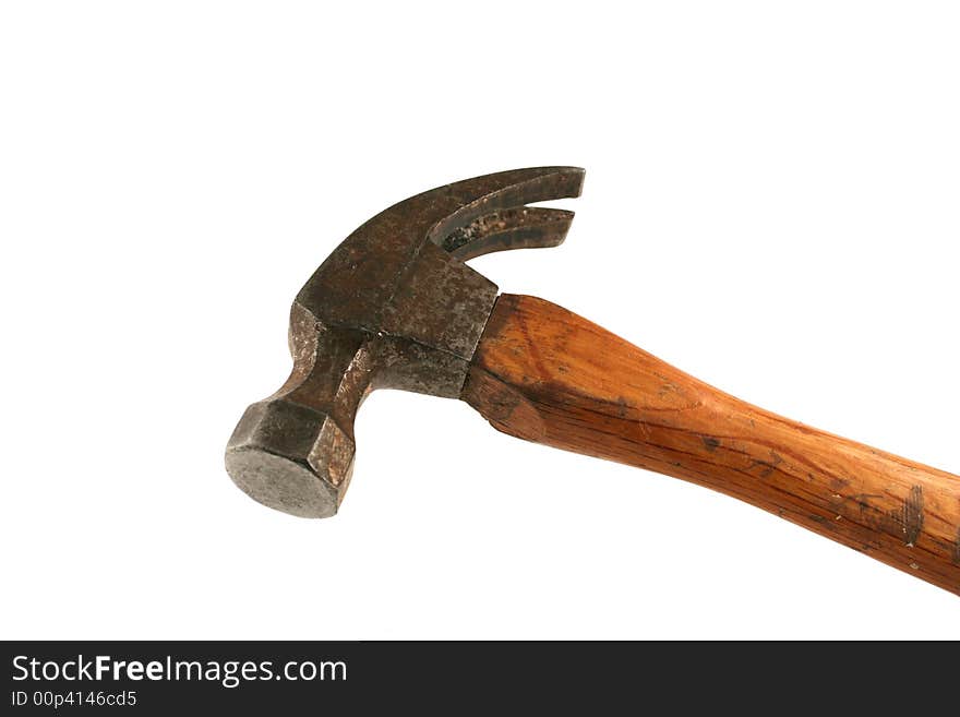 Isolated old hammer on white