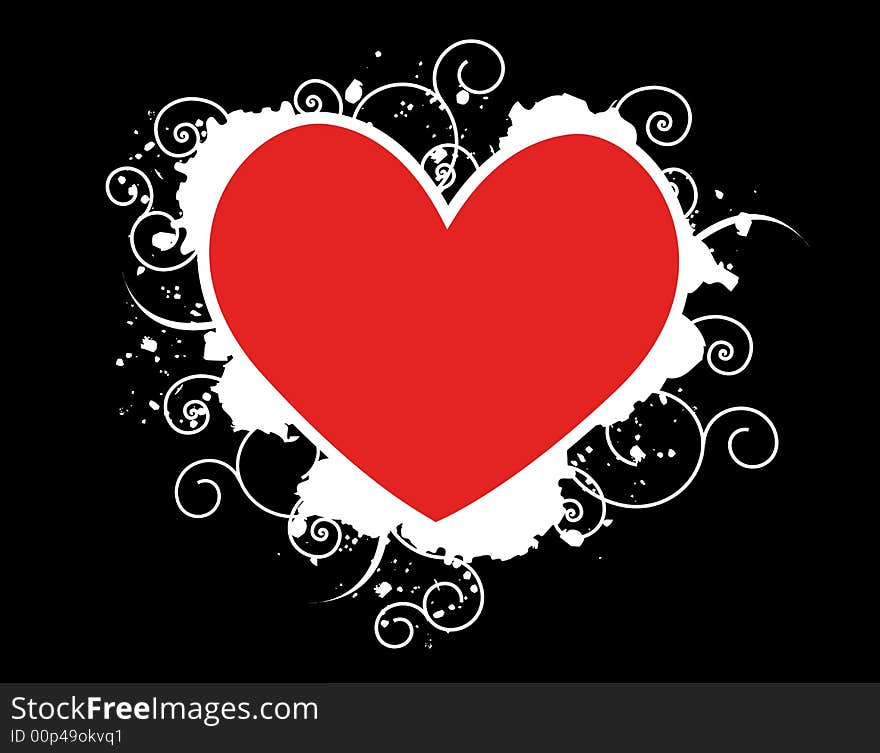 Grunge heart valentines day illustration isolated on Black background. Grunge heart valentines day illustration isolated on Black background.