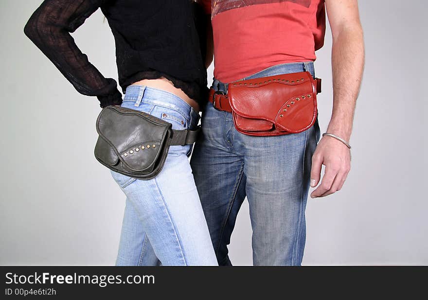 Couple  with belt bag pouches