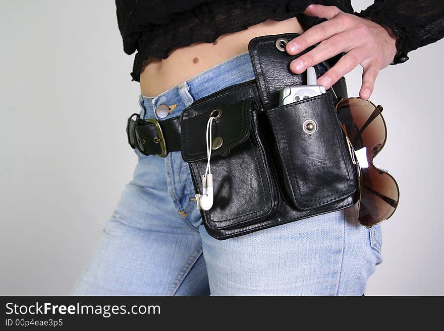 Woman  with money belt bag