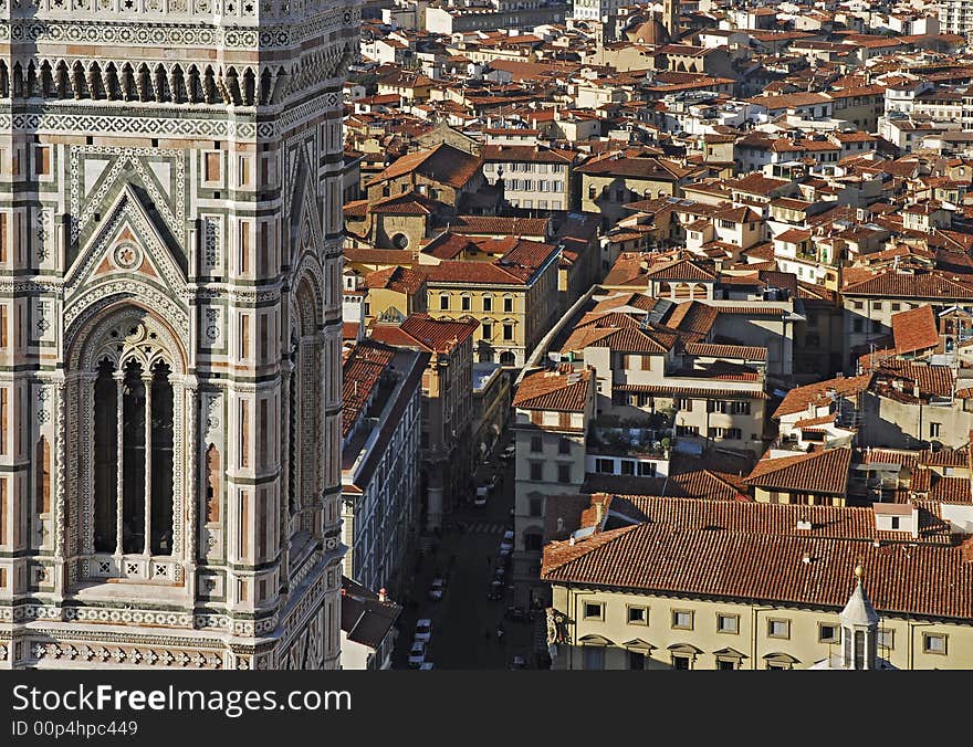 A view from the brunelleschi dome on florence. A view from the brunelleschi dome on florence