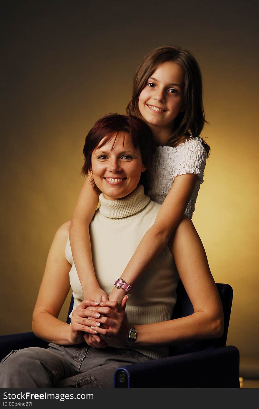 A portrait of mother and her daughter. A portrait of mother and her daughter