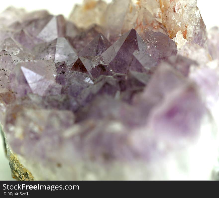 Purple and white crystal, close-up. Purple and white crystal, close-up