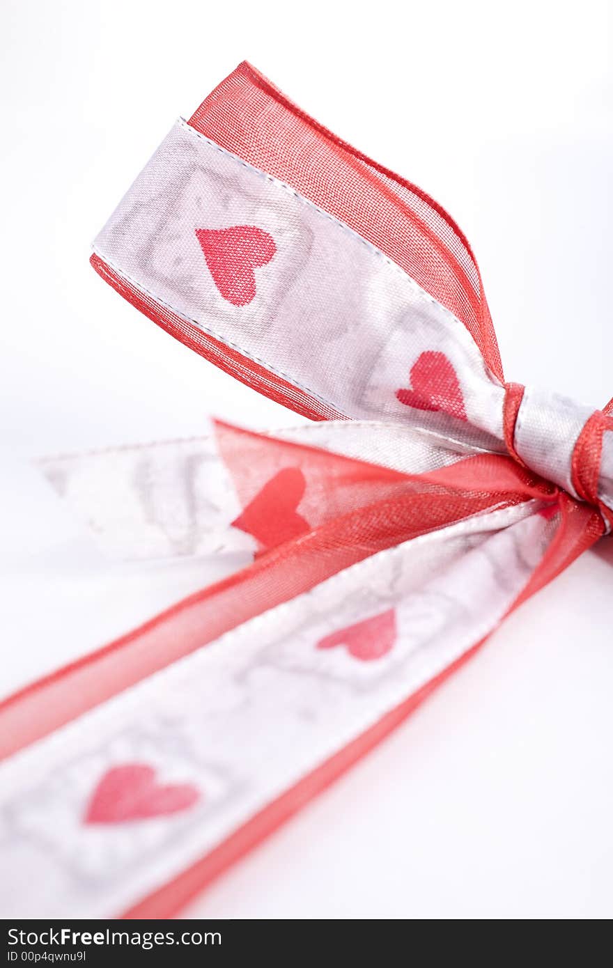 Close up of valentine's day gift (hearts on bow)