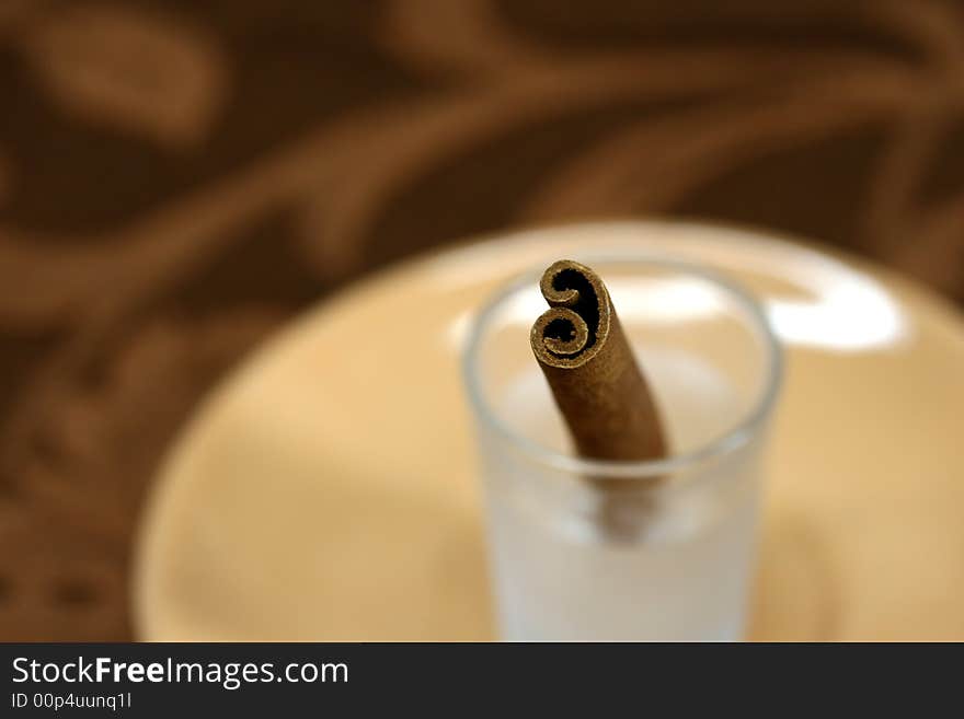 Close up of a cinnamon stick with shallow depth of field