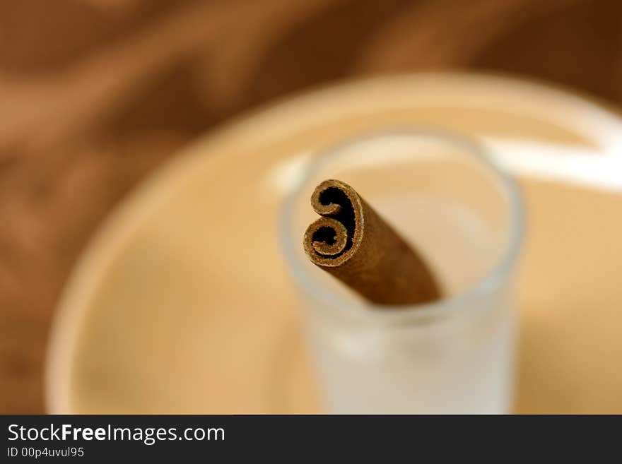 Close up of a cinnamon stick with shallow depth of field