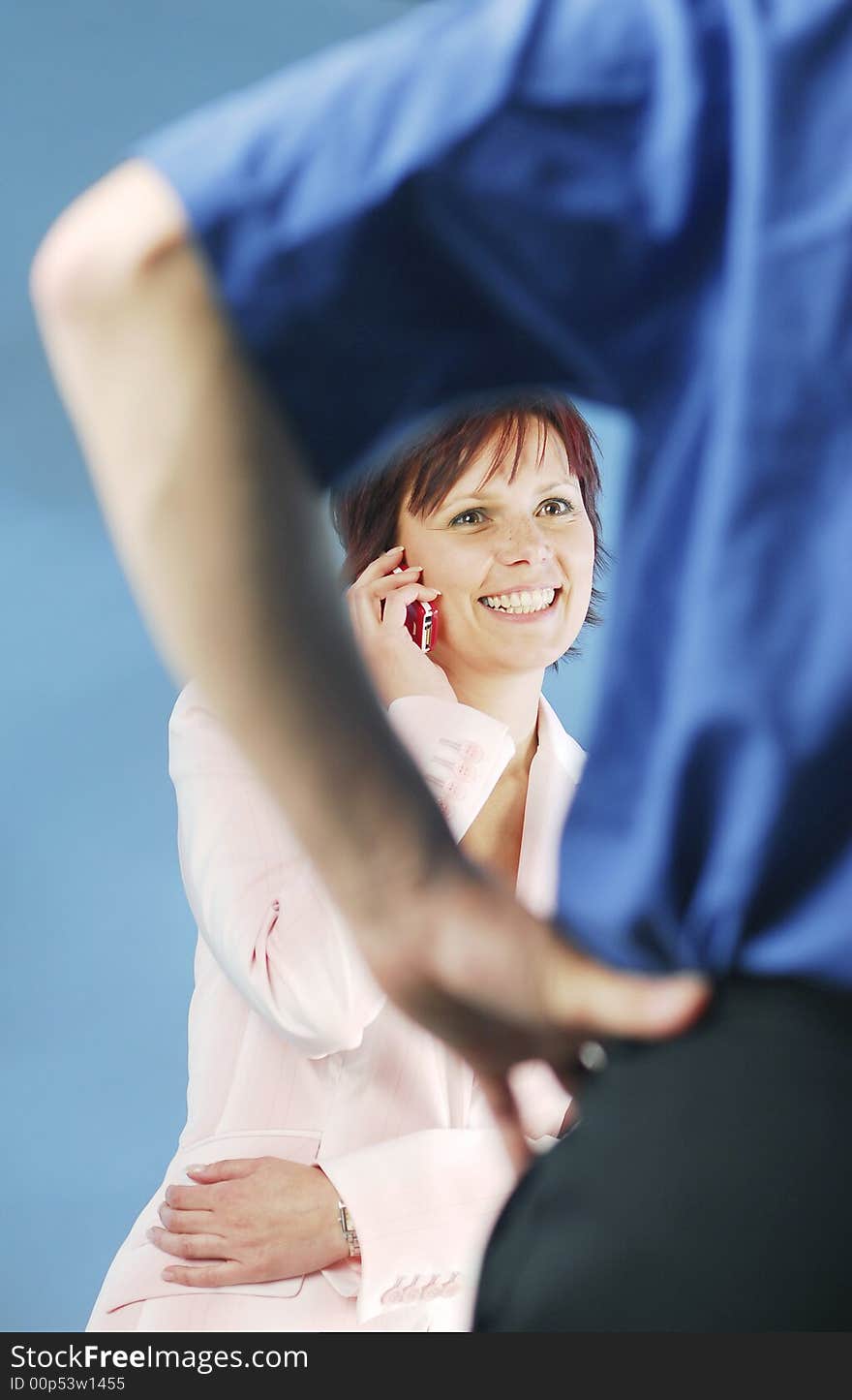 A portrait of telephoning woman