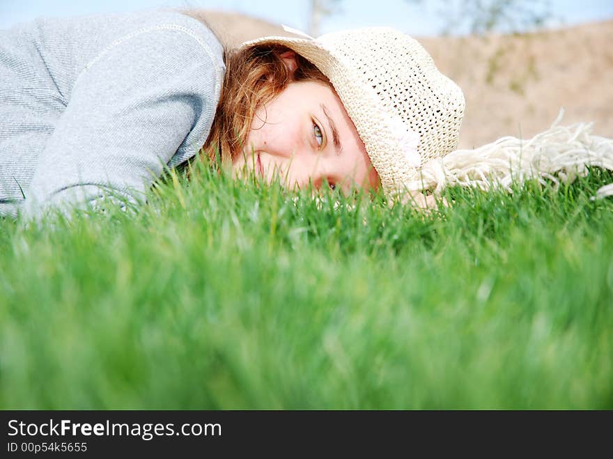 Young girl is enjoying herself at outdoor location