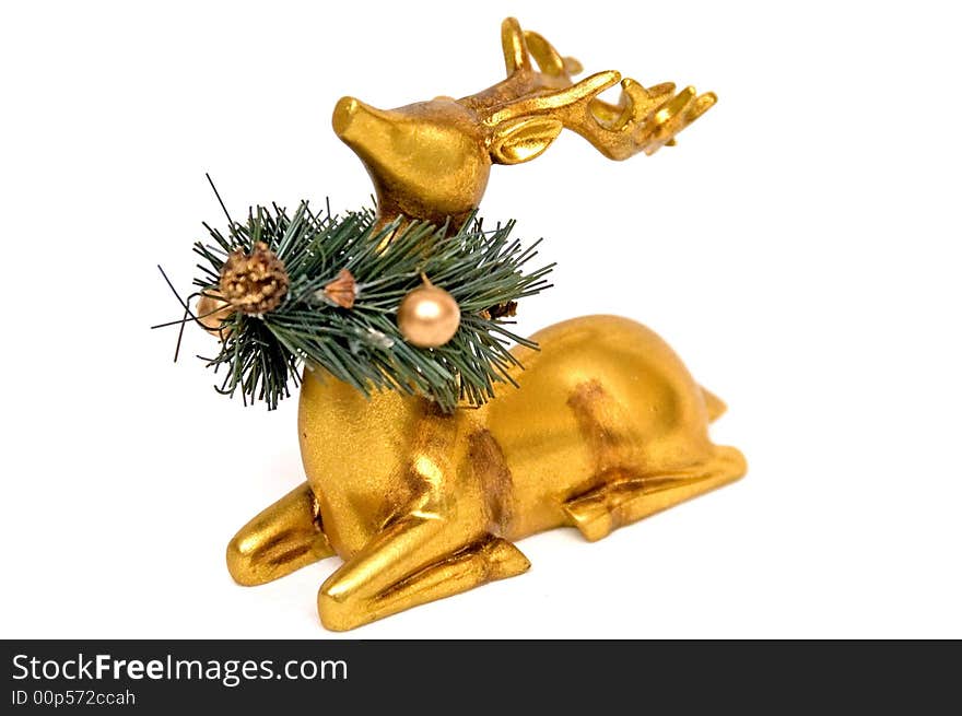 Christmas gold reindeer with christmas decorations. Christmas gold reindeer with christmas decorations