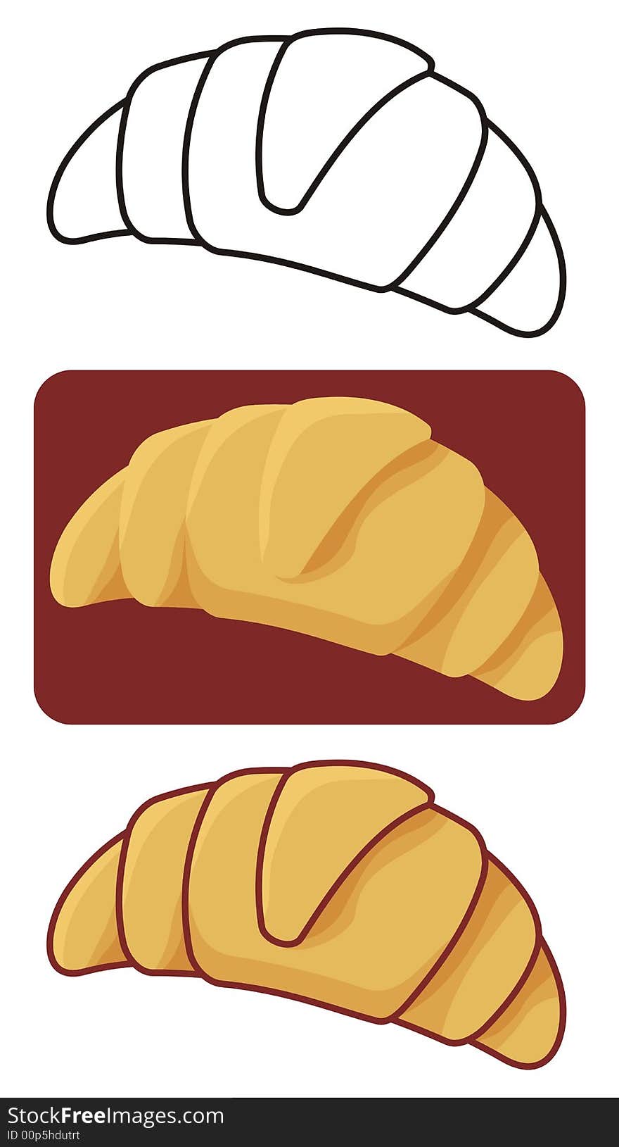 Croissant icon in three versions