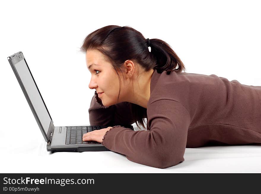 Woman working on laptop