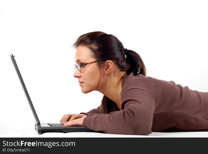 Woman working on laptop