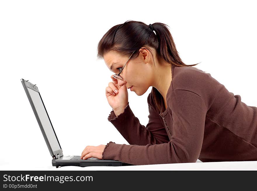 Woman working on laptop