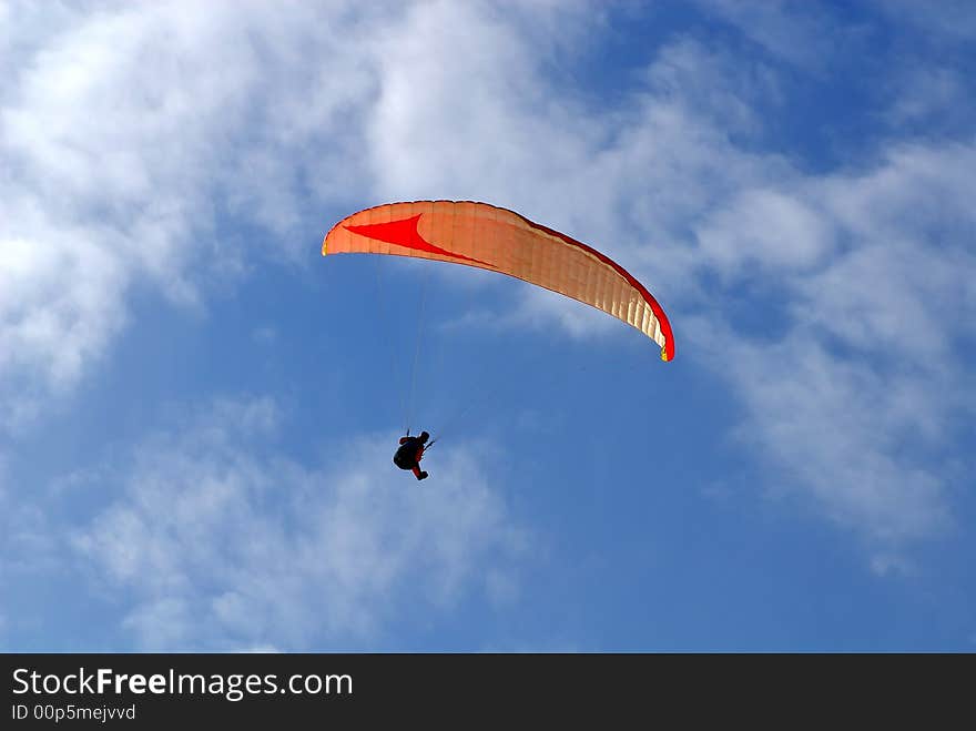 The paragliding in the summer ski.