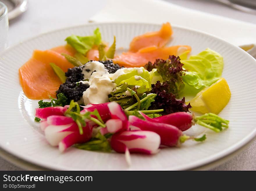 Salmon with salad