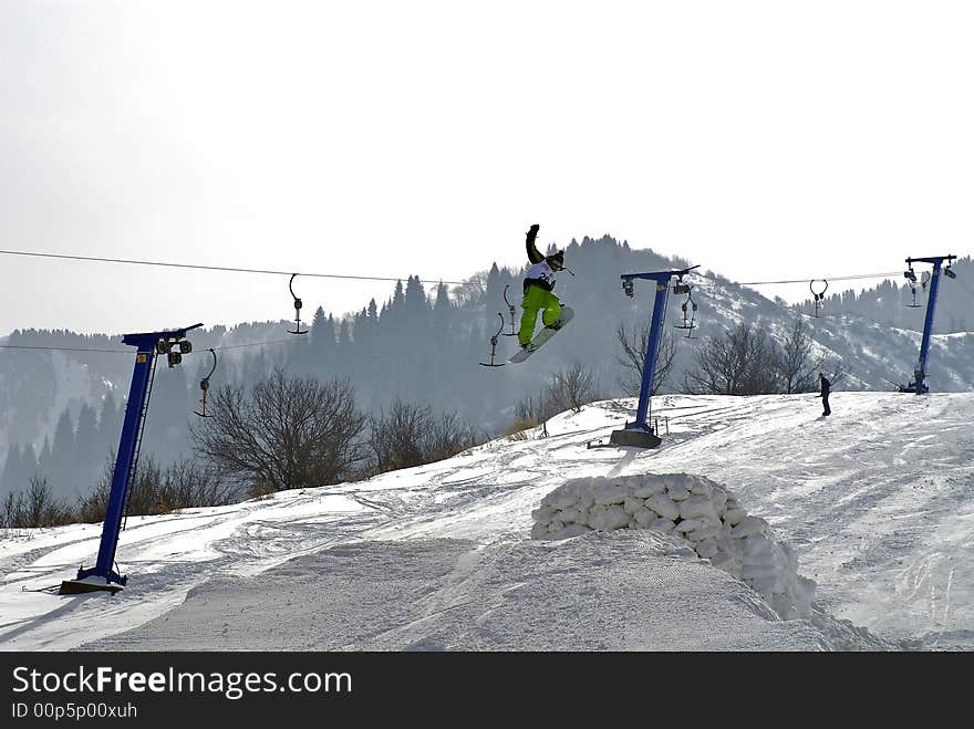 Beautiful snowboard in Kazakhstan, Almaty