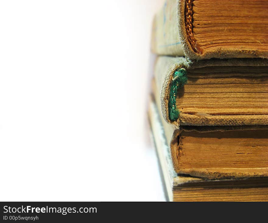 Old rare books isolated on white background