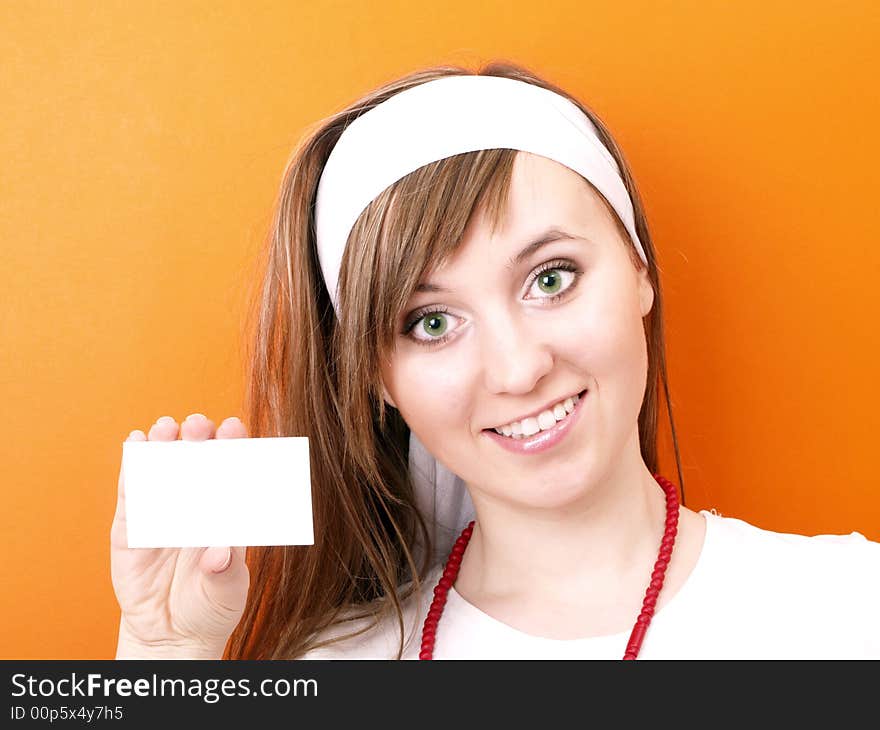 Woman With Business Card