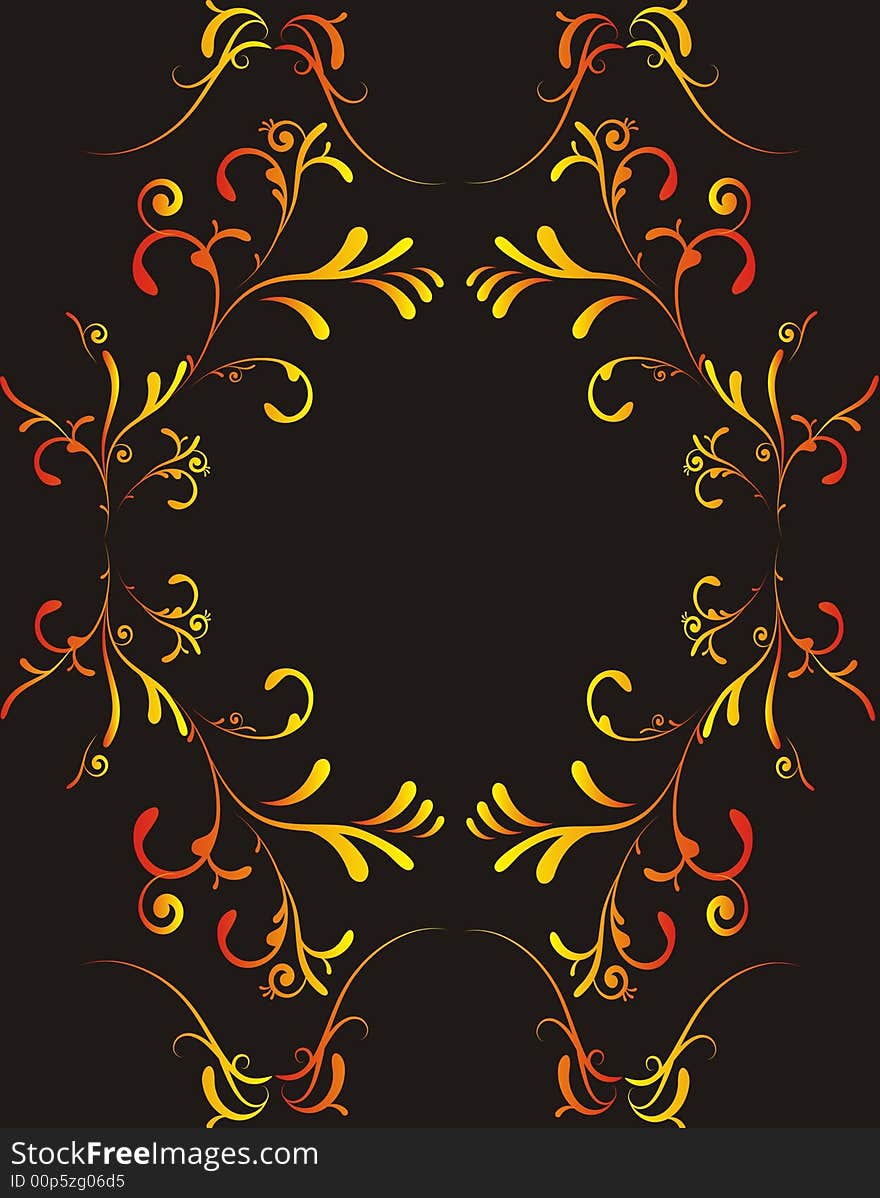 Floral frame for greeting card - black background - illustration