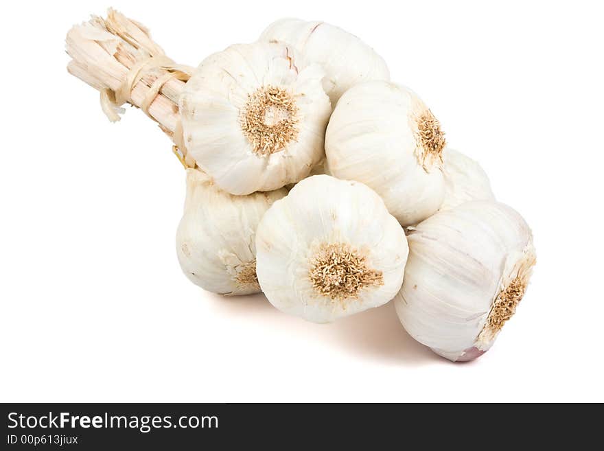 Closeup of Garlic isolated over white background