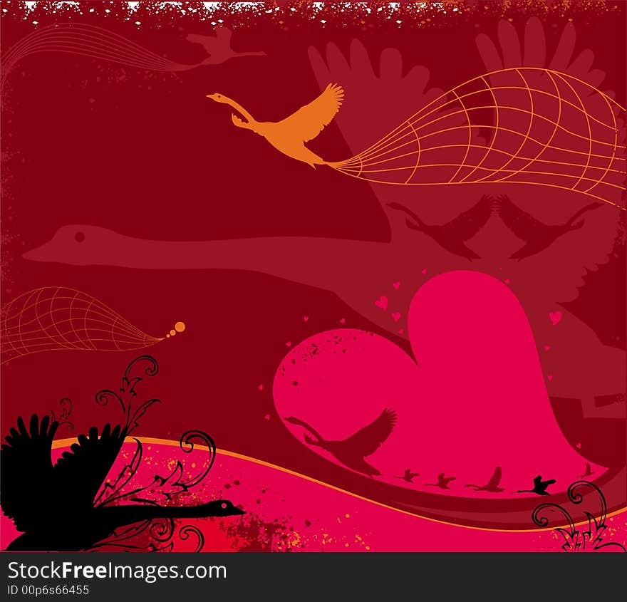 Valentine Background With Birds