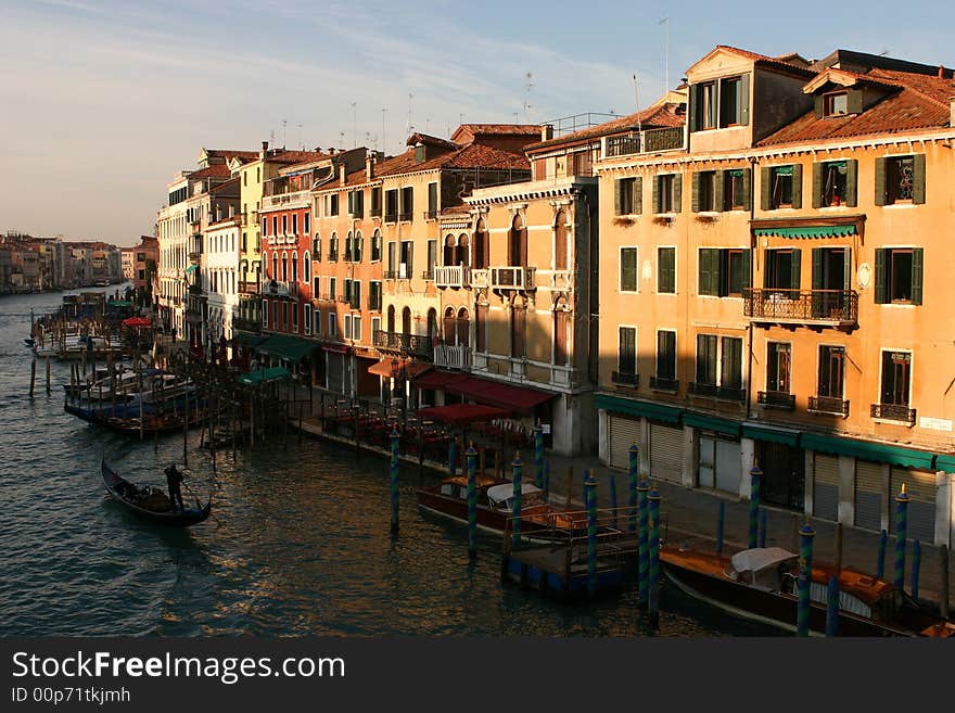 Canal Grande in Venice during a winter morning. Canal Grande in Venice during a winter morning