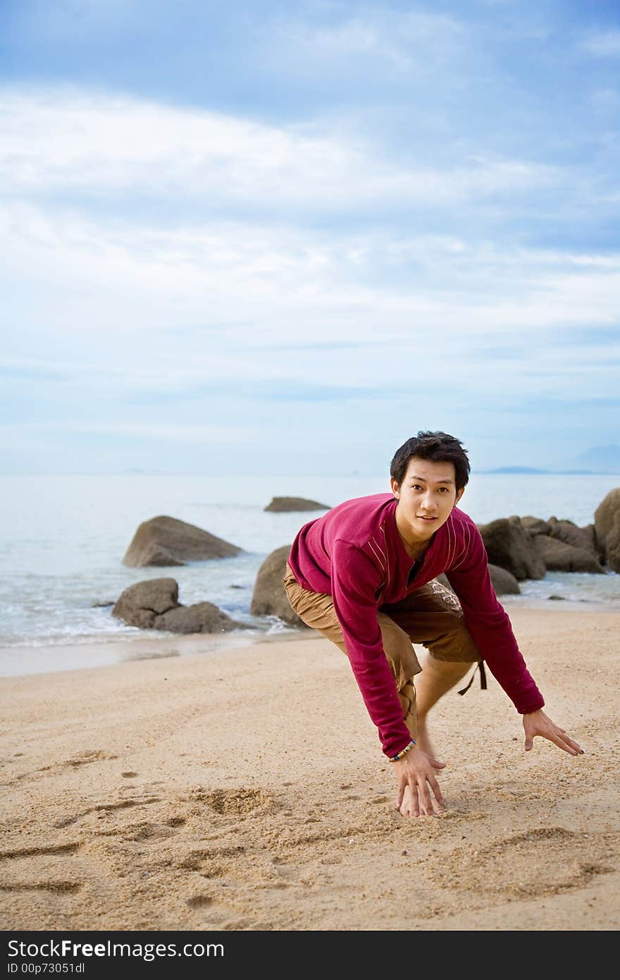 Man Running On The Beach