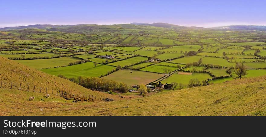 A view of the shropshire hills and countryside.