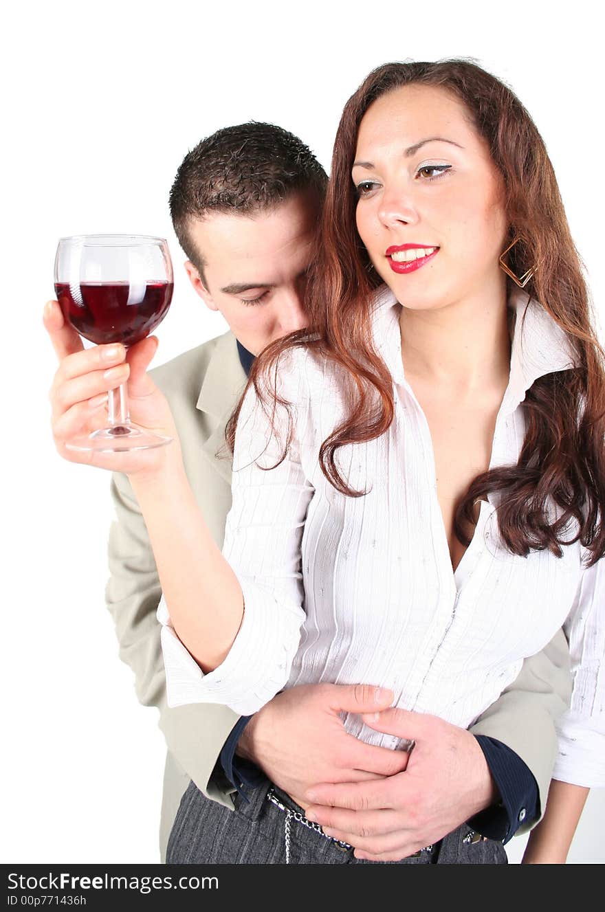 Attractive couple with glass of wine. Attractive couple with glass of wine