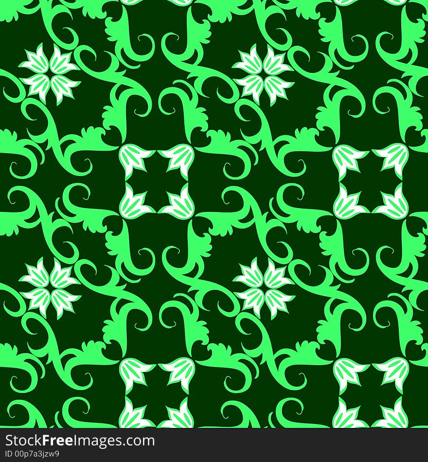 Seamless green ornament vector pattern. Seamless green ornament vector pattern