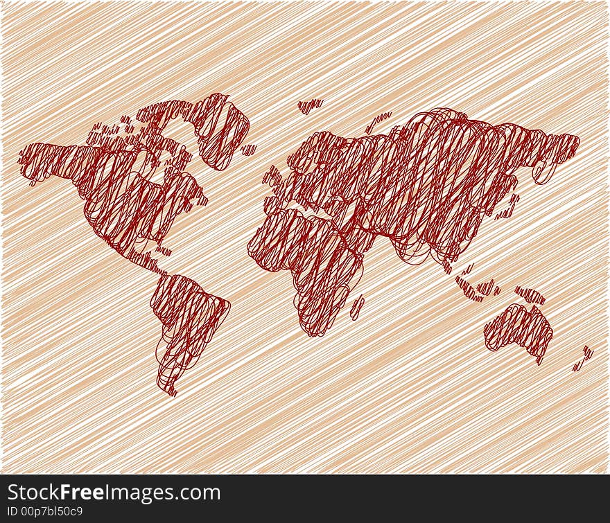 Brown wallpaper with world map