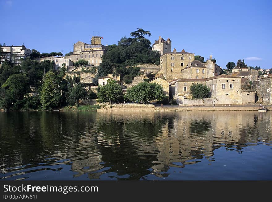 The town of puy l'eveque in the lot valley midi-pyrenees france.