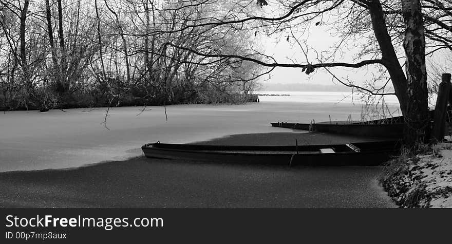 Frozen boats - panorama