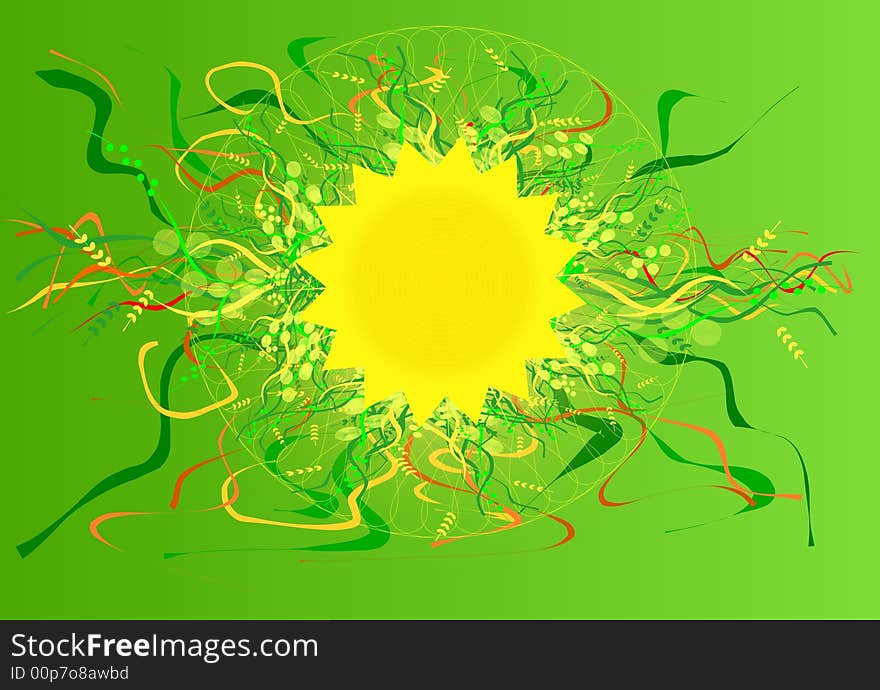 Abstract sun and herb design