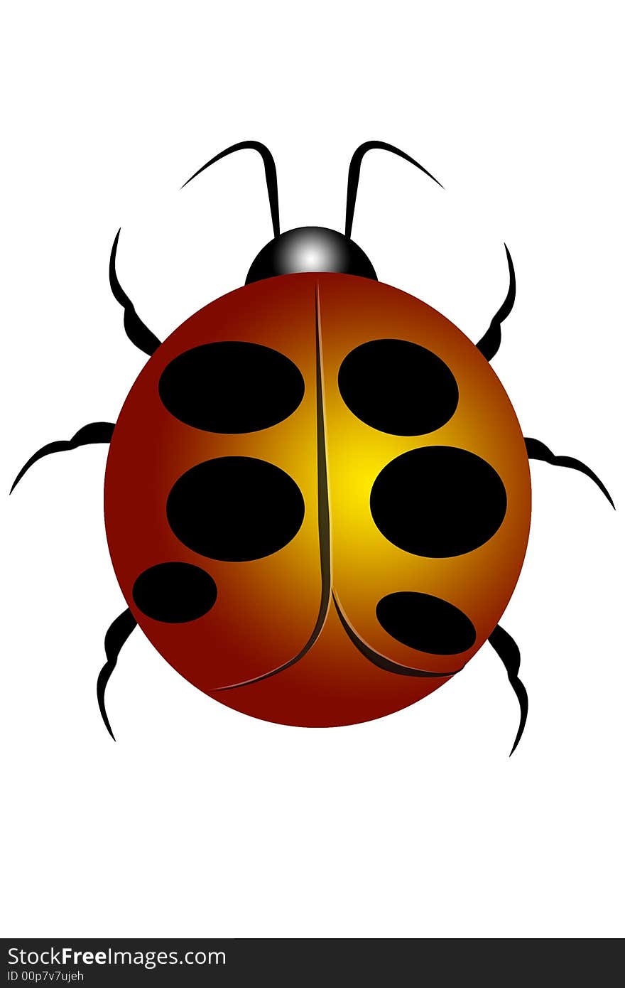 Illustration of a lady bug crawling on a white background. Illustration of a lady bug crawling on a white background