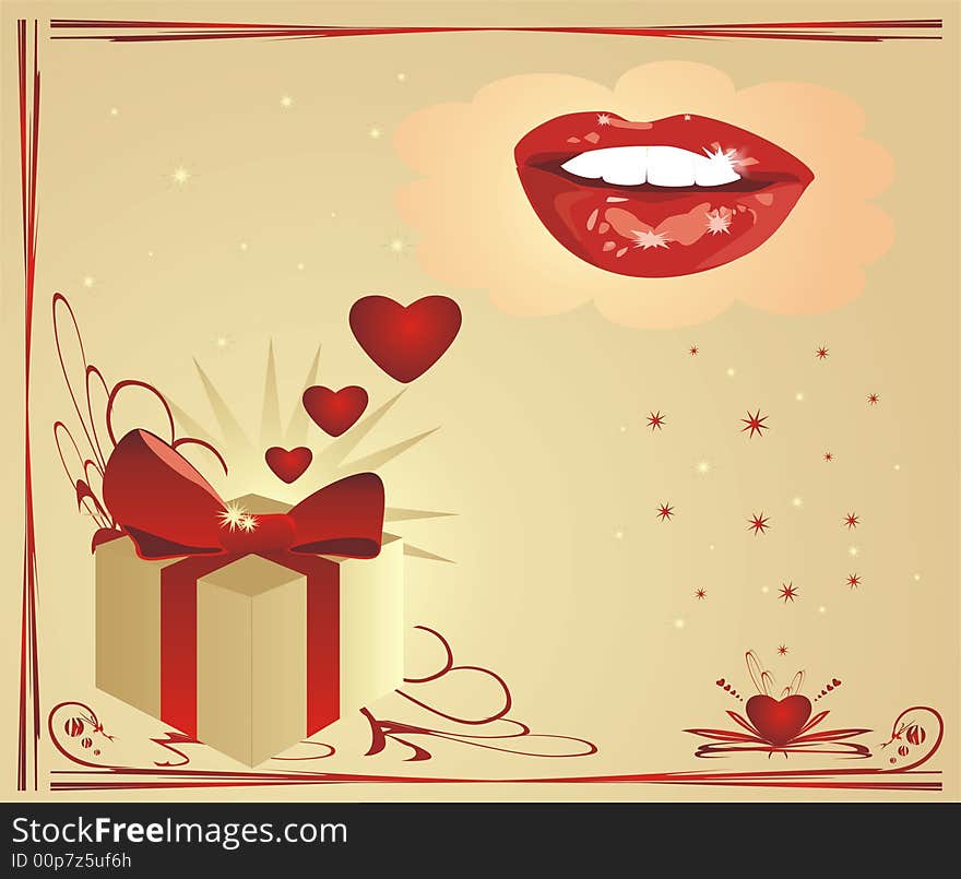 Hearts and smile. Valentines day. Background. Vector