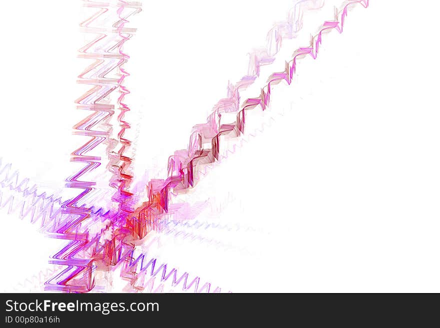 Abstract web from pink zig zag on the white background