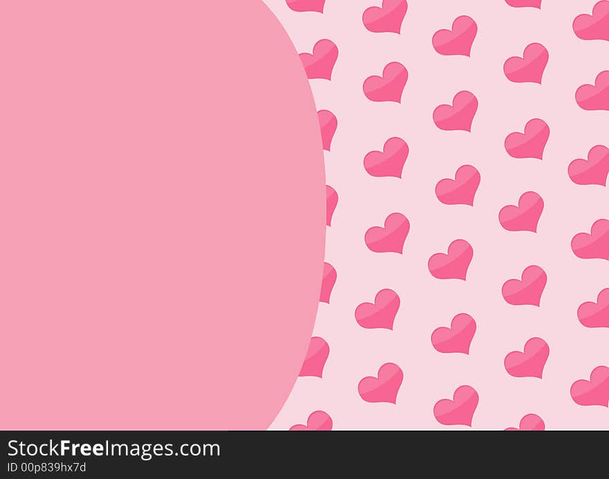 Background with hearts of pink color