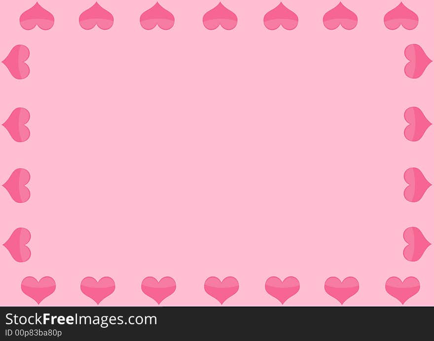 Background with hearts of pink color