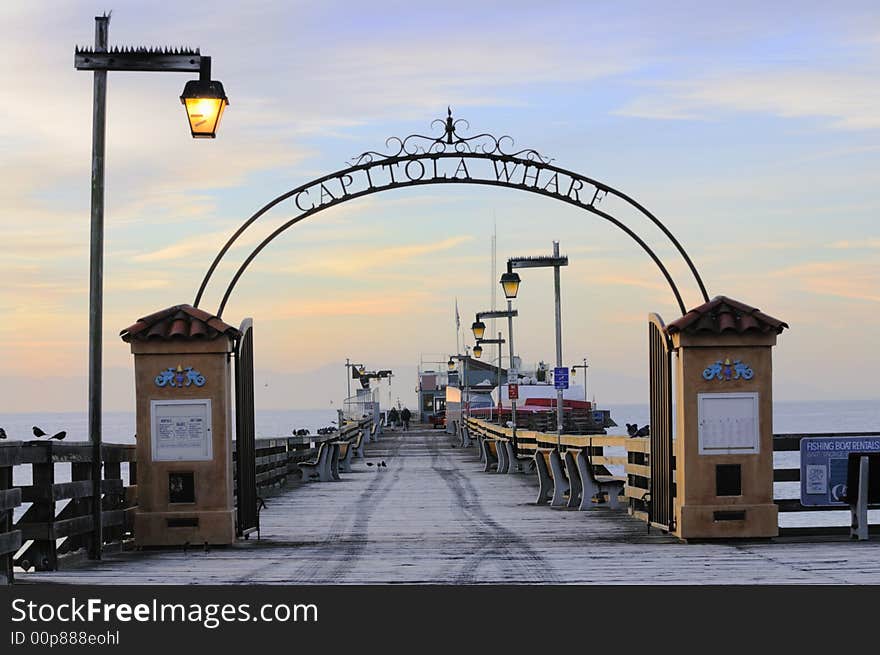 Early morning on Capitola Wharf as the sunrises