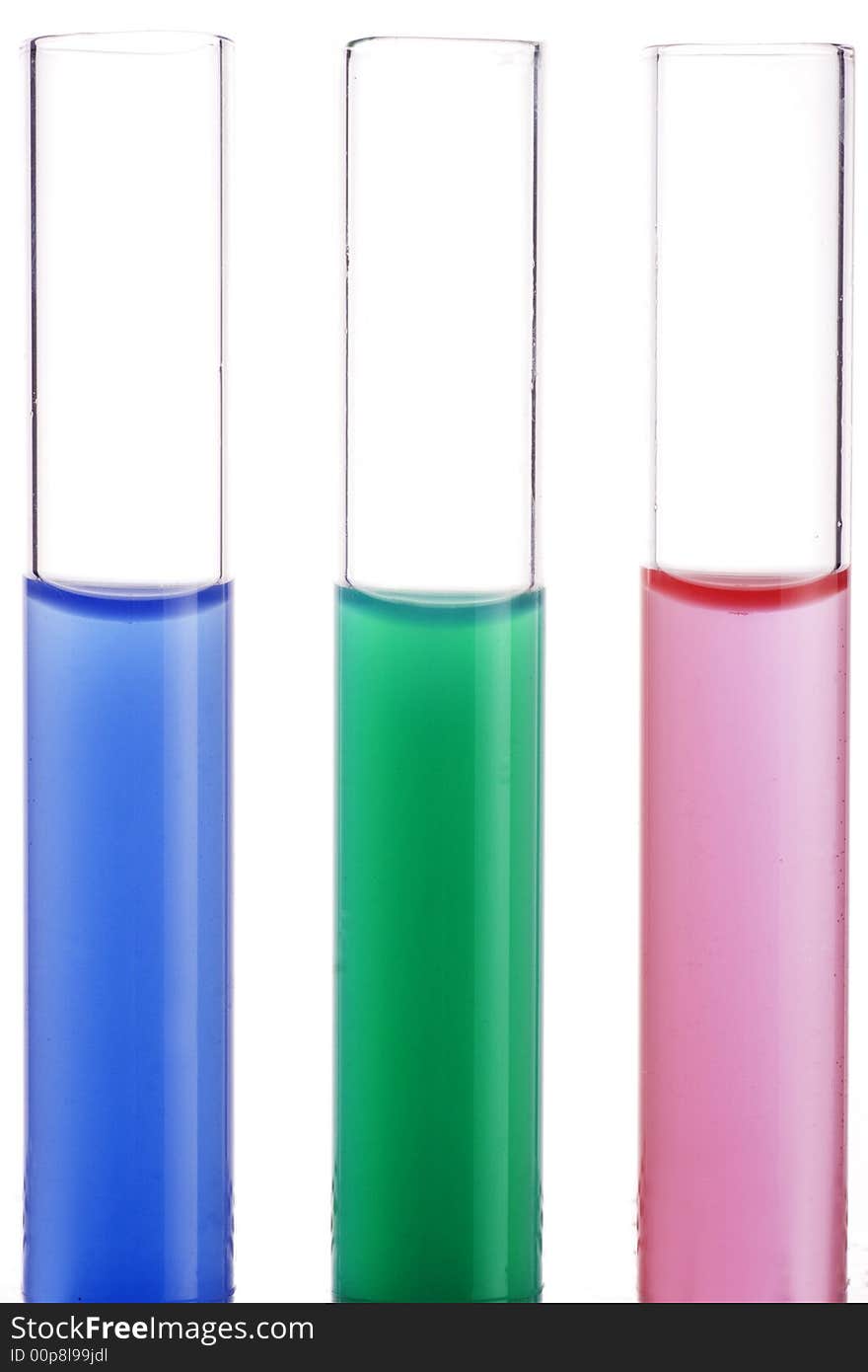 Three Colorful Test tubes in RGB colors.