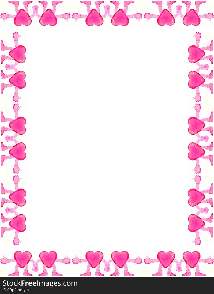 Blank page framed with pink heart figurines. Blank page framed with pink heart figurines.