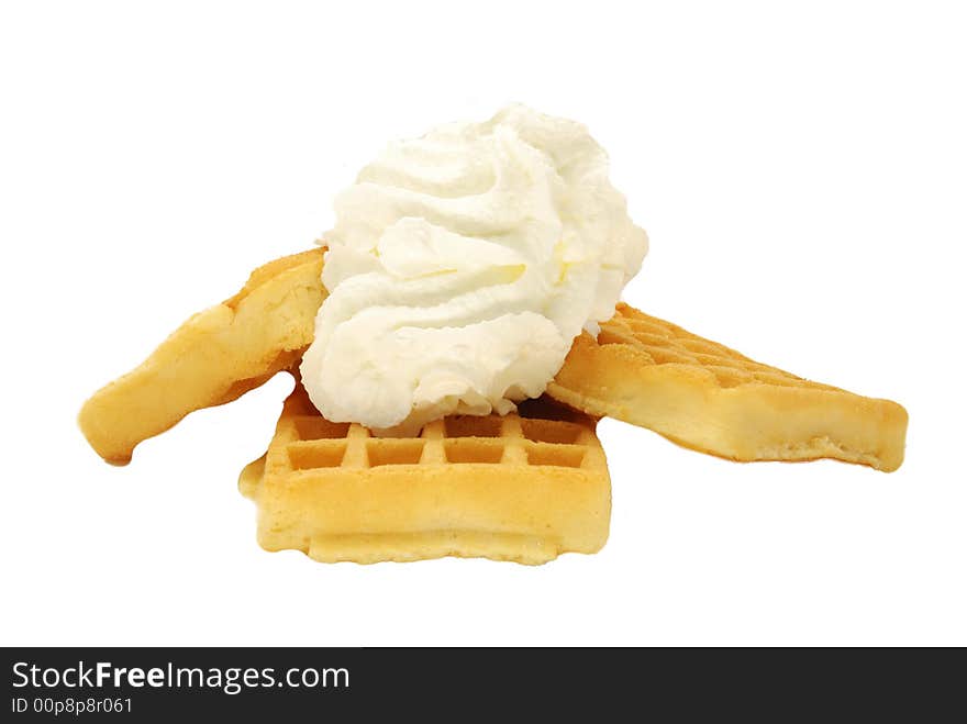 Wafle and whipped cream