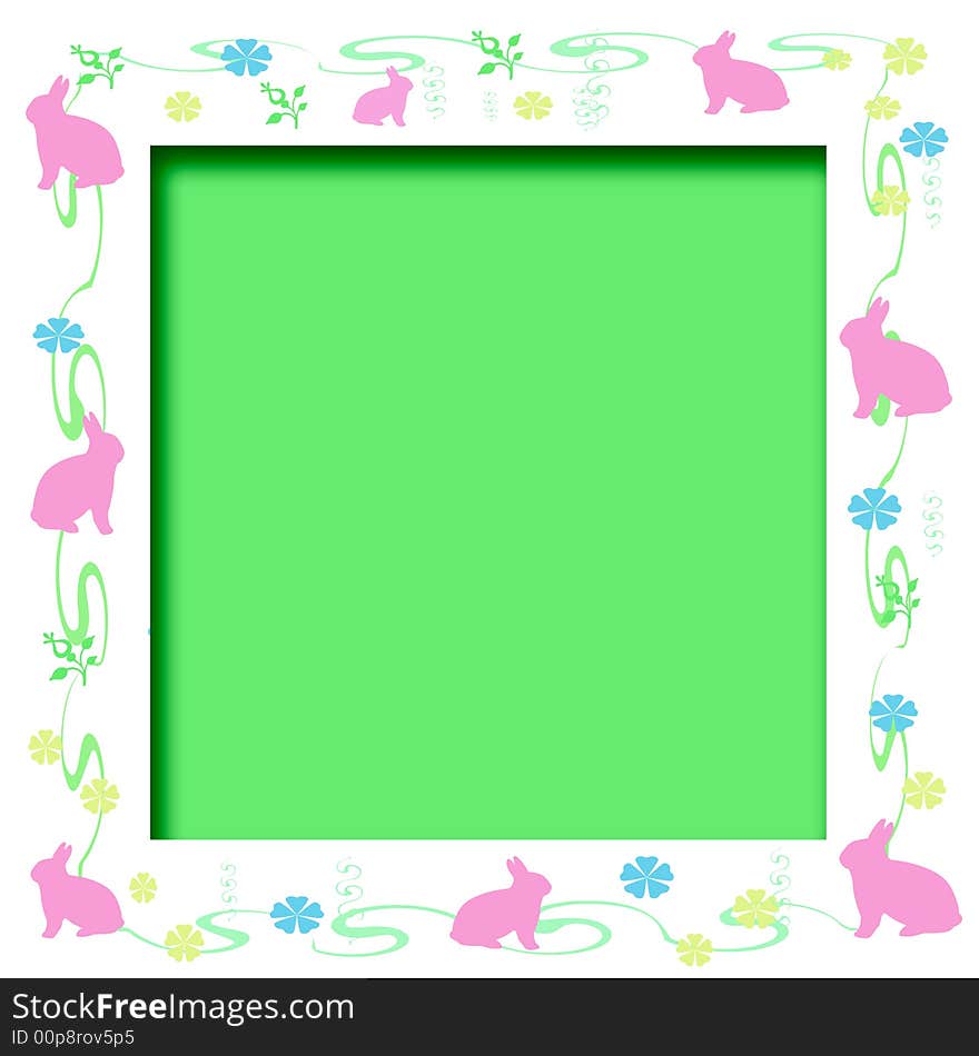 Easter pink bunny frame with cutout center. Easter pink bunny frame with cutout center