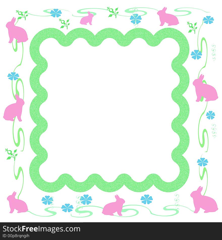 Easter pink bunny frame with cutout center. Easter pink bunny frame with cutout center