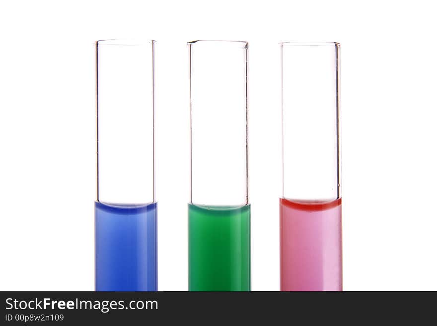 Three Colorful Test tubes in RGB colors.