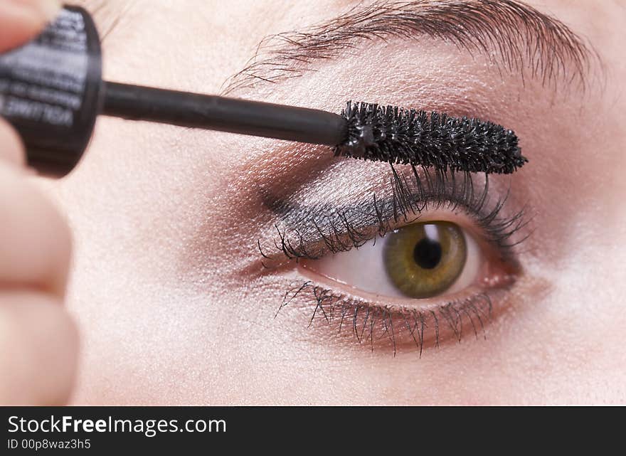 Woman Applying Mascara, Volume Brush