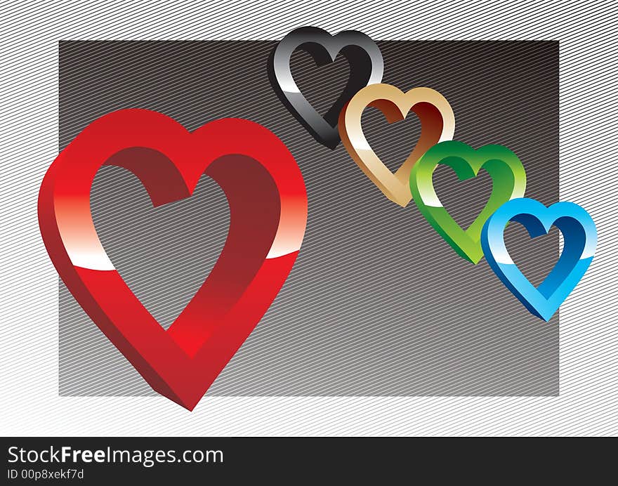 Vector 3D Hearts for Saint Valentine day. Vector 3D Hearts for Saint Valentine day